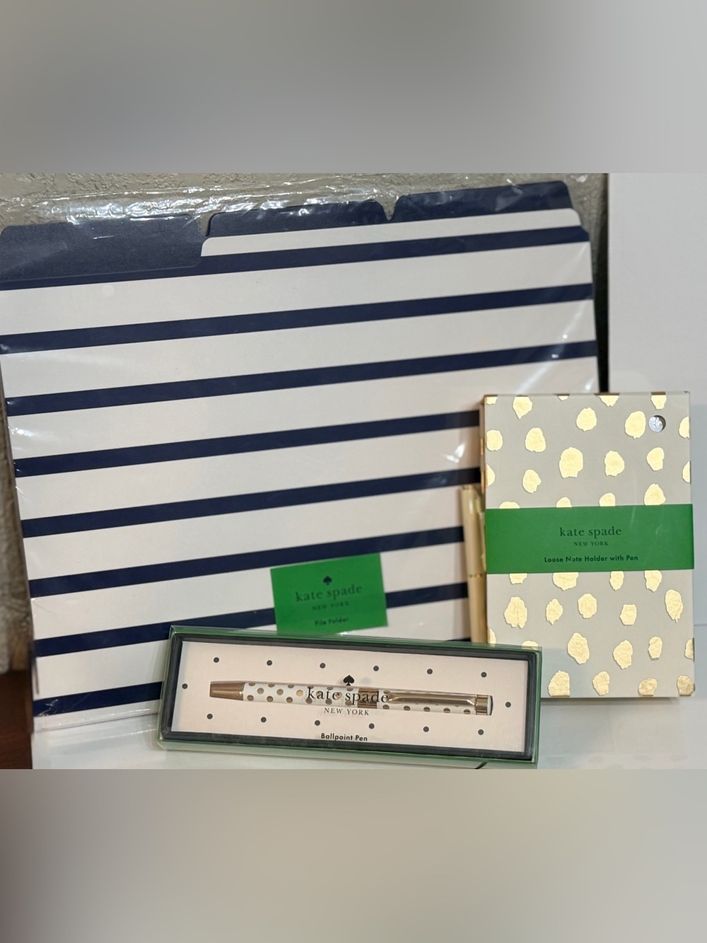 kate spade office set Navy, White & Gold Desk Set